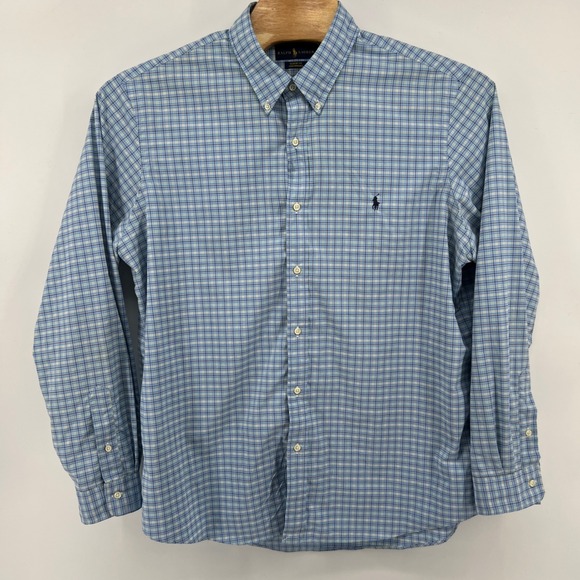 Ralph Lauren Classic Fit Performance Plaid Blue Mens XXL Button Down Long Sleeve - Picture 2 of 9